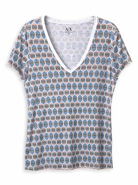 Armani Exchange AX Geometric Print V-Neck Tee Size M